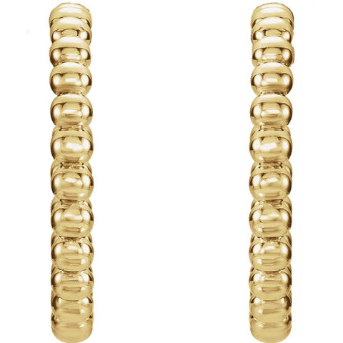 14k Yellow Gold 21mm Beaded Hoop Earrings