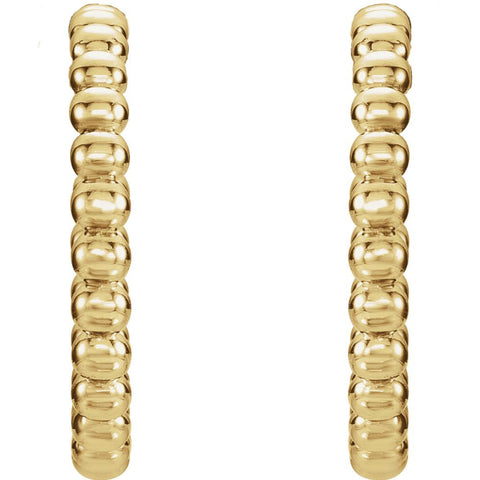 14k Yellow Gold 17mm Beaded Hoop Earrings