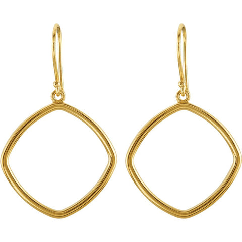 14k Yellow Gold Square Shaped Earrings
