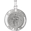 18.25 mm Round St. Jude Pendant Medal in 14K White Gold