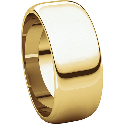 18k Yellow Gold 8mm Half Round Band, Size 7