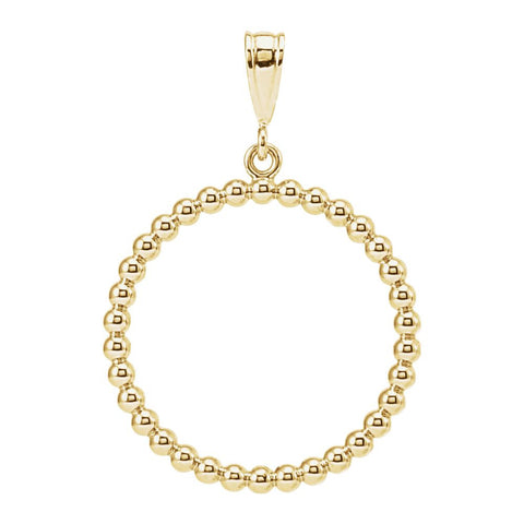 14k Yellow Gold Beaded Circle Silhouette Pendant