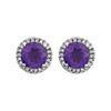 14k White Gold Amethyst & 1/8 CTW Diamond Earrings
