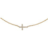 14k Yellow Gold 1/5 CTW Diamond Sideways Cross 16-18" Necklace