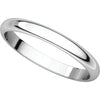 Platinum 2.5mm Half Round Band, Size 8.5