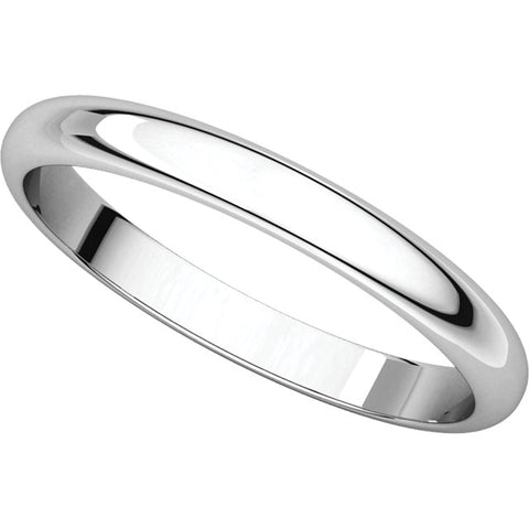 14k White Gold 2.5mm Half Round Band, Size 7.5