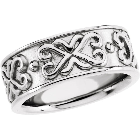 14k White Gold Etruscan-Style Band, Size 8
