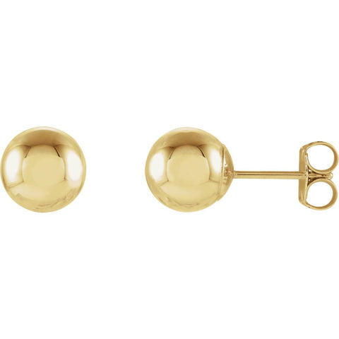 14k Yellow Gold 7mm Ball Earrings with Bright Finish