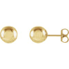 07.00 mm Pair of Ball Earrings with Bright Finish and Backs in 14K Yellow Gold