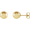 07.00 mm Pair of Ball Earrings with Bright Finish and Backs in 14K Yellow Gold
