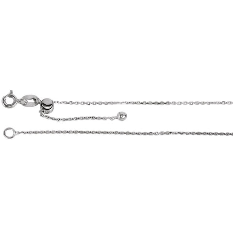 Sterling Silver Plated .95mm Adjustable Cable 22" Chain