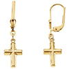 14k Yellow Gold Cross Leverback Earrings