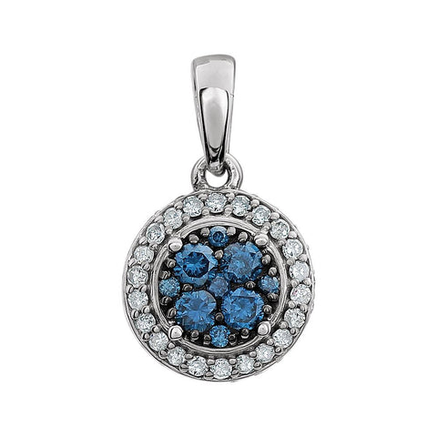 14k White Gold 3/8 CTW Diamond Blue & White Halo Pendant