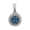 14K White Gold 3/8 CTW Diamond Blue & White Halo Pendant
