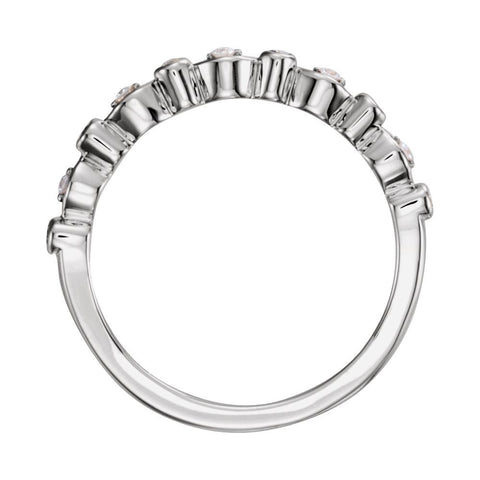 14k White Gold 1/8 CTW Diamond Stackable Anniversary Band, Size 7