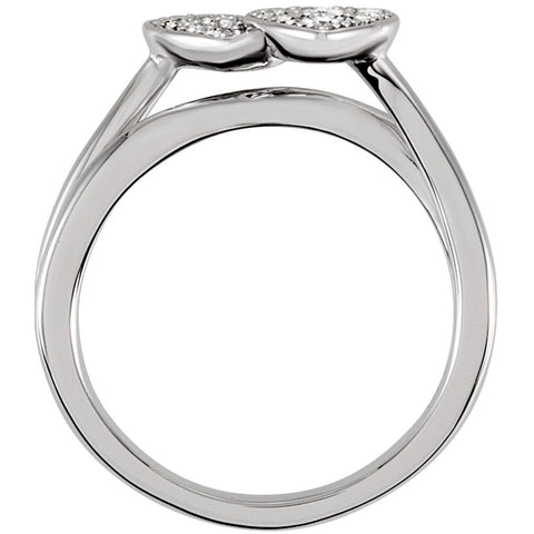 Sterling Silver Cubic Zirconia Double Heart Ring Size 6