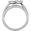 Sterling Silver Cubic Zirconia Double Heart Ring Size 6