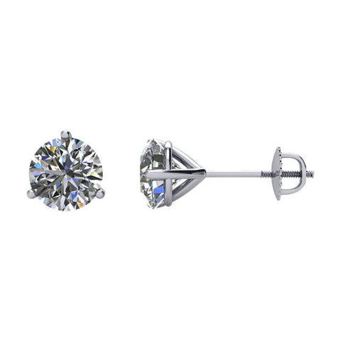14k White Gold 1 1/2 CTW Diamond Threaded Post Earrings