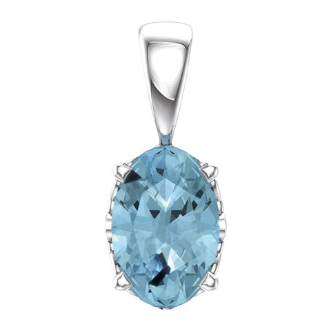 14k White Gold Aquamarine Pendant