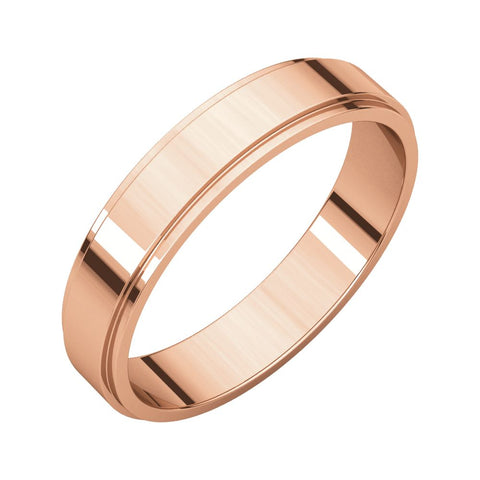 14k Rose Gold 4mm Flat Edge Band, Size 9