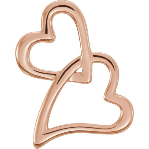 14k Rose Gold Double Heart Chain Slide