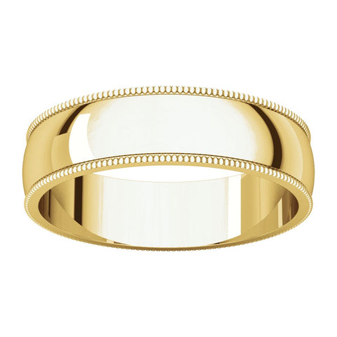 14k Yellow Gold 5mm Light Milgrain Band, Size 10.5