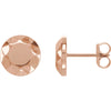 14k Rose Gold Faceted Design Circle Earrings