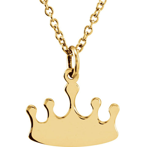 14k Yellow Gold Tiny Posh Crown 16-18" Necklace