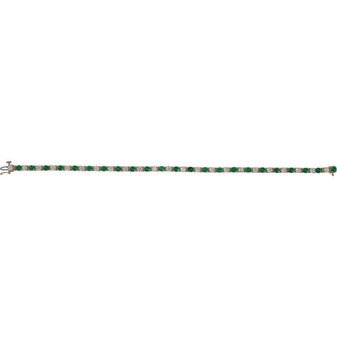 14k Yellow Gold Emerald & 2 1/3 CTW Diamond Bracelet