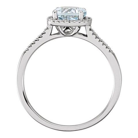 Sterling Silver Aquamarine & .01 CTW Diamond Ring, Size 8