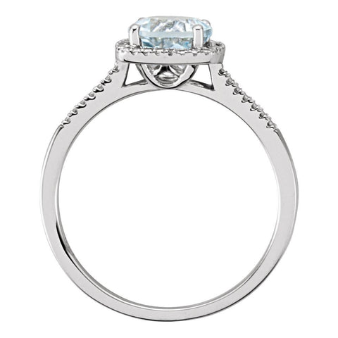 Sterling Silver Aquamarine & .01 CTW Diamond Ring, Size 8