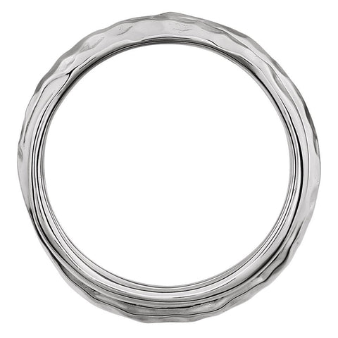 14k White Gold Wrapped Hammered Ring, Size 7
