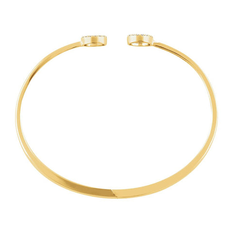 14k Yellow Gold 1/6 CTW Diamond Circle Hinged Bangle 7" Bracelet