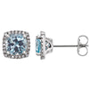 14k White Gold Aquamarine & 1/8 ctw. Diamond Earrings
