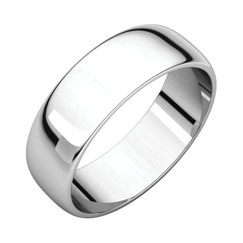 14k White Gold 6mm Half Round Light Band, Size 9.5