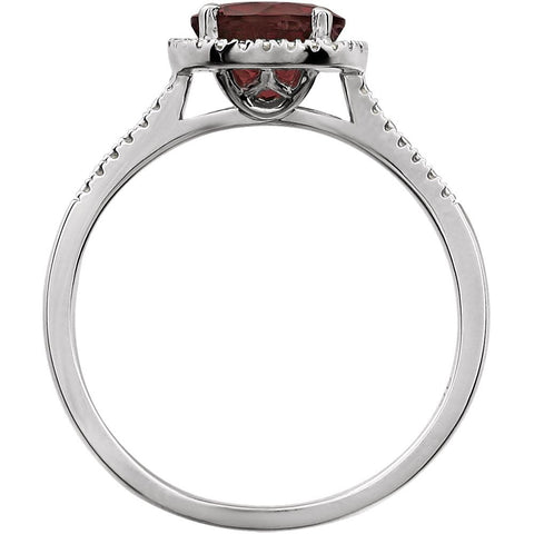Sterling Silver Mozambique Garnet & .01 CTW Diamond Ring, Size 7