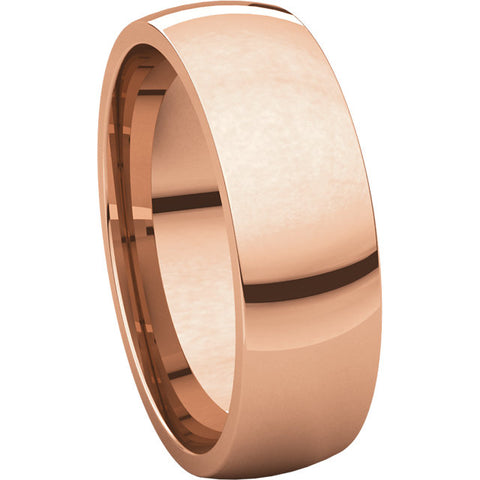 14k Rose Gold 6mm Light Comfort Fit Band, Size 7.5