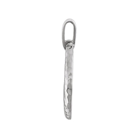 14k White Gold Hammered Circle Pendant