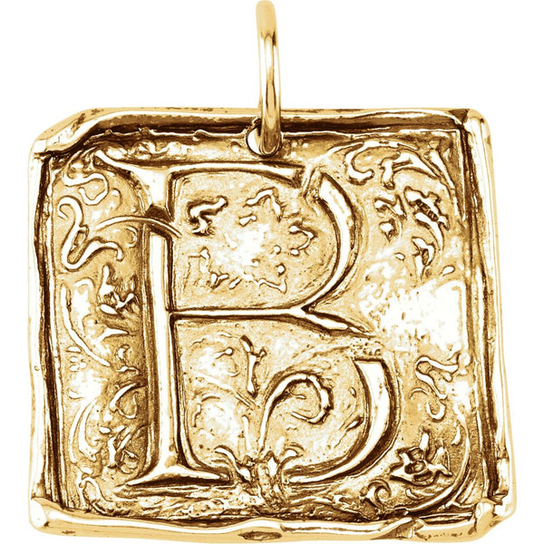 14k Yellow Gold Initial "B" Vintage-Style Pendant