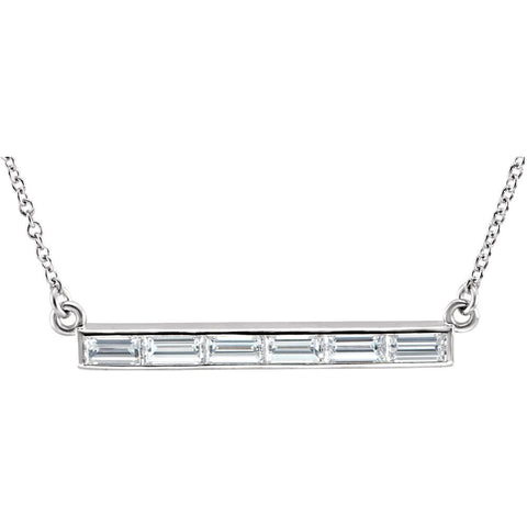 14k White Gold 3/4 CTW Diamond Bar 17" Necklace