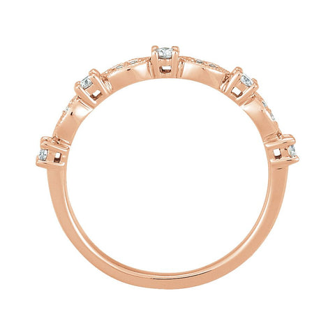 14k Rose Gold 1/5 CTW Diamond Granulated Stackable Ring Size 7