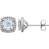 Pair of 0.015 CTTW Halo-Styled Button Earrings in Sterling Silver