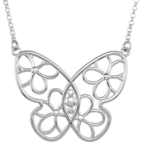 Sterling Silver Butterfly & Floral-Inspired Necklace or Center