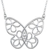Butterfly & Floral Center or Necklace in Sterling Silver
