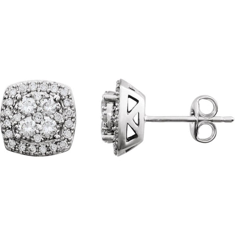 14k White Gold 3/4 CTW Diamond Earrings