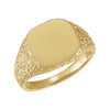 13.00 mm Men's Signet Ring with Brush Finished Top in 14k Yellow Gold ( Size 10 )
