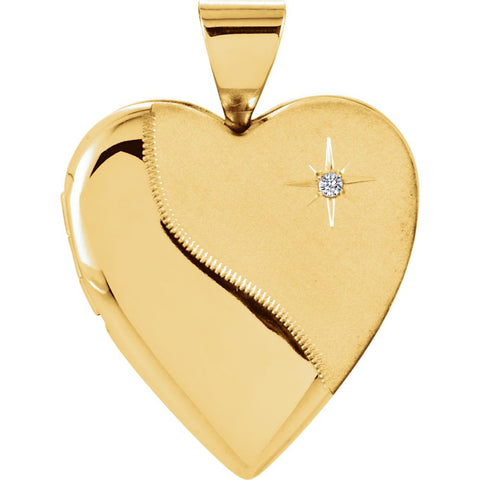 14k Yellow Gold .01 CTW Diamond Heart Locket
