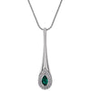 14K White Gold Chatham« Created Emerald & 3/4 CTW Diamond 18-Inch Necklace