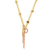 18k Yellow Gold & Rose Vermeil Flying Pig 17" Necklace for Luck
