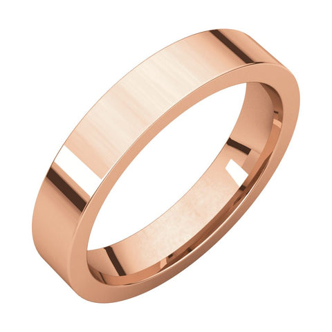 14k Rose Gold 4mm Flat Comfort Fit Band, Size 11
